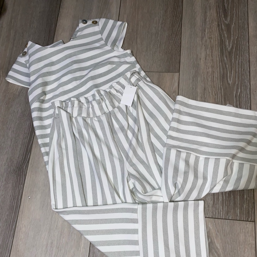 Stripe two piece pant Set
